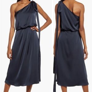 Amy Lynn One-Shoulder Satin Dress SZ S